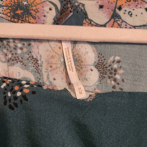 Free People Tuscan Dreams Tunic Top Turquoise Pink White Medium πΈ - Picture 11 of 16